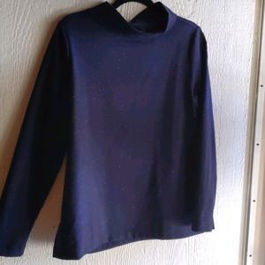 Midnight Blue Speckled Mock Neck Sweater